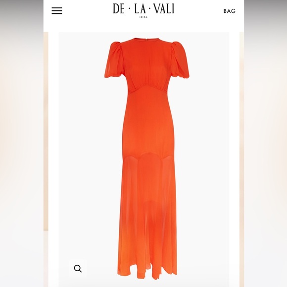 De La Vali Agua Maxi Dress in Red Crinkle Chiffon - Picture 3 of 6